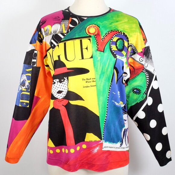 Gianni Versace 1991 Vogue T shirt top Pop Art vintage Y2K - Picture 1 of 16